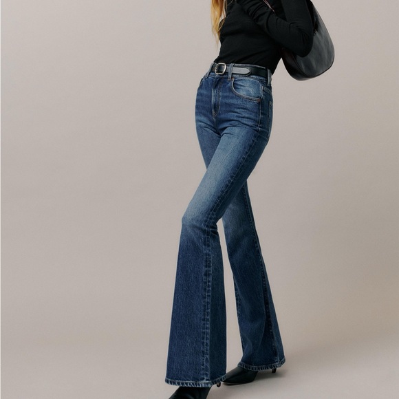 REFORMATION Margot High Waist Flare Denim Bennet Blue Jeans - Picture 1 of 9